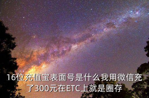 16位充值寶表面號是什么我用微信充了300元在ETC上就是圈存