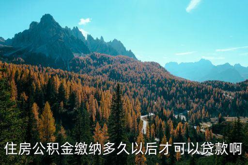 住房公積金繳納多久以后才可以貸款啊