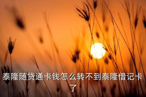 泰隆隨貸通卡錢怎么轉(zhuǎn)不到泰隆借記卡了
