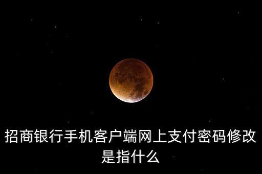 招商銀行手機(jī)客戶端網(wǎng)上支付密碼修改是指什么