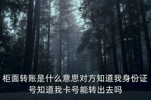 柜面轉(zhuǎn)賬是什么意思對方知道我身份證號知道我卡號能轉(zhuǎn)出去嗎