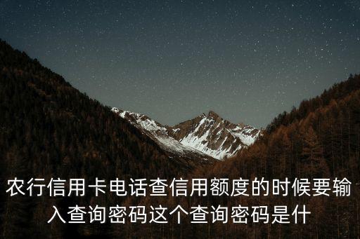 農行信用卡電話查信用額度的時候要輸入查詢密碼這個查詢密碼是什