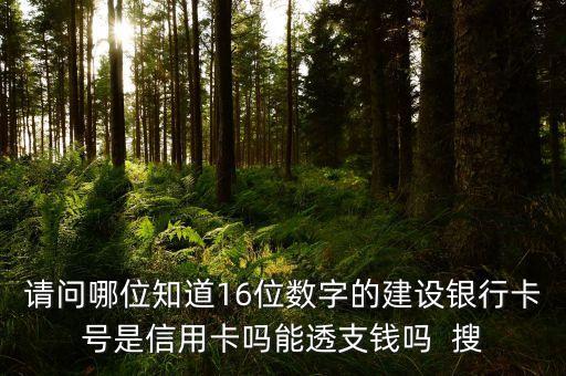 請問哪位知道16位數(shù)字的建設銀行卡號是信用卡嗎能透支錢嗎  搜