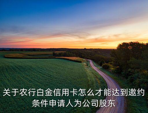 關(guān)于農(nóng)行白金信用卡怎么才能達(dá)到邀約條件申請(qǐng)人為公司股東