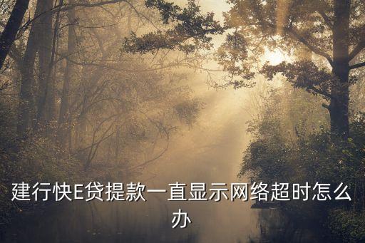 建行快E貸提款一直顯示網(wǎng)絡(luò)超時(shí)怎么辦