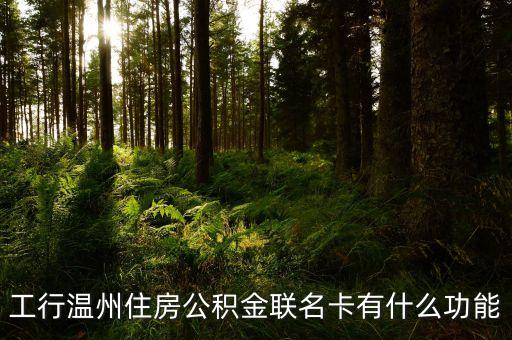 公積金聯(lián)名卡有什么用，工行溫州住房公積金聯(lián)名卡有什么功能