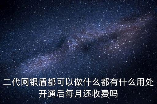 二代網(wǎng)銀盾都可以做什么都有什么用處開通后每月還收費嗎