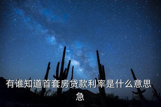 有誰知道首套房貸款利率是什么意思 急