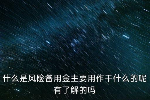 什么是風(fēng)險(xiǎn)備用金主要用作干什么的呢有了解的嗎