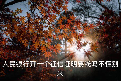 人民銀行開(kāi)一個(gè)征信證明要錢(qián)嗎不懂別來(lái)