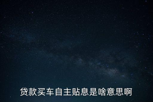 貸款買車自主貼息是啥意思啊