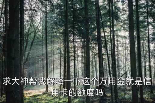 招行萬用金是什么意思，求大神幫我解釋一下這個萬用金就是信用卡的額度嗎