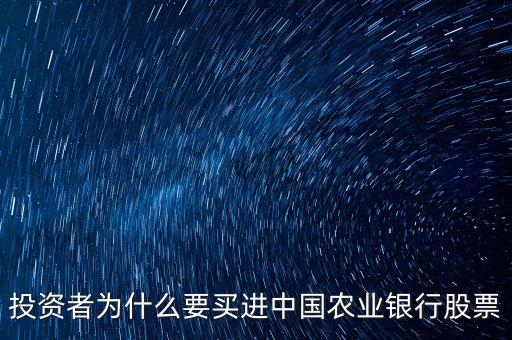 投資者為什么要買(mǎi)進(jìn)中國(guó)農(nóng)業(yè)銀行股票