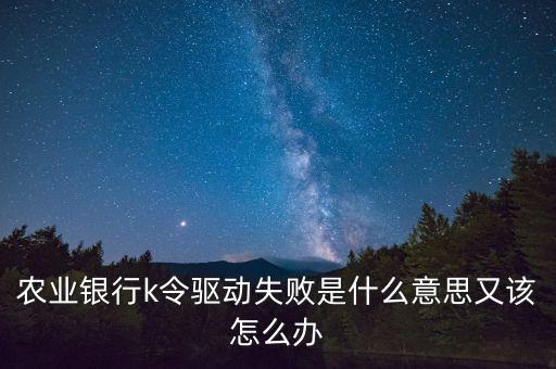 農(nóng)業(yè)銀行k令驅(qū)動失敗是什么意思又該怎么辦