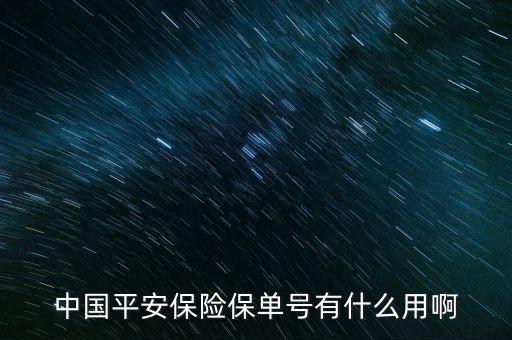 中國平安保險保單號有什么用啊