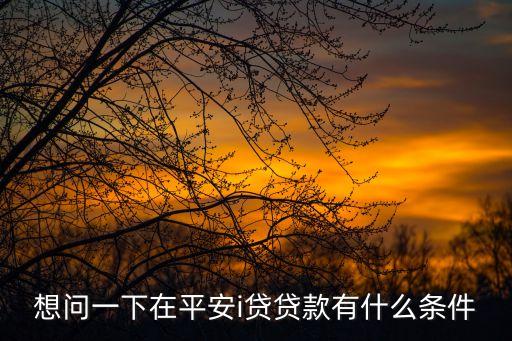 想問(wèn)一下在平安i貸貸款有什么條件