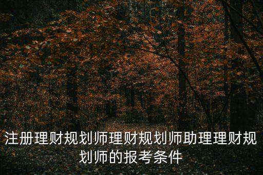 注冊(cè)理財(cái)規(guī)劃師理財(cái)規(guī)劃師助理理財(cái)規(guī)劃師的報(bào)考條件