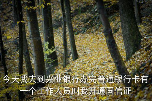 今天我去到興業(yè)銀行辦完普通銀行卡有一個工作人員叫我開通國信證