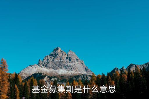 基金募集期是什么意思