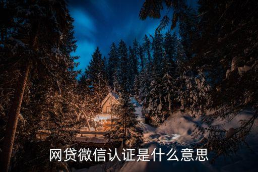 網(wǎng)貸微信認(rèn)證是什么意思