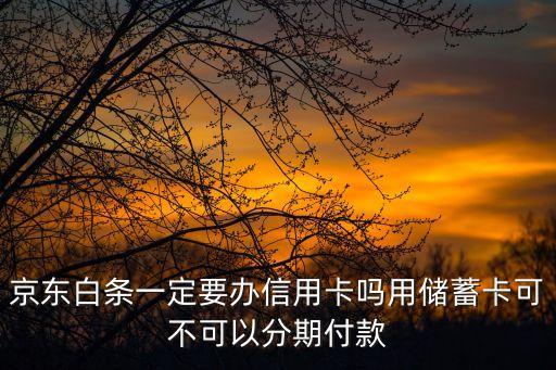 京東白條一定要辦信用卡嗎用儲蓄卡可不可以分期付款