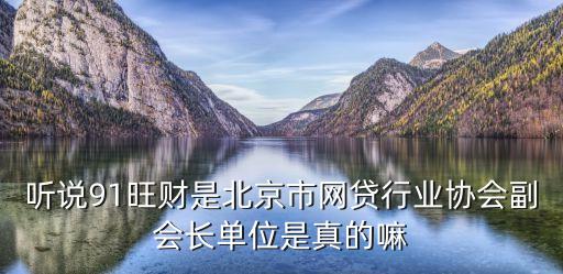 什么是網(wǎng)貸行業(yè)協(xié)會，聽說91旺財(cái)是北京市網(wǎng)貸行業(yè)協(xié)會副會長單位是真的嘛