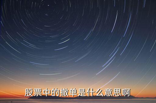股票中的撤單是什么意思啊