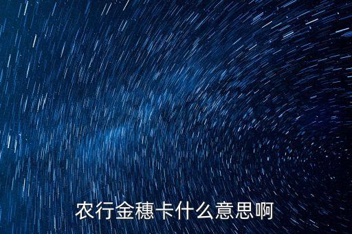 農(nóng)行金穗卡什么意思啊