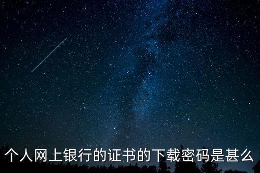 個人網(wǎng)上銀行的證書的下載密碼是甚么