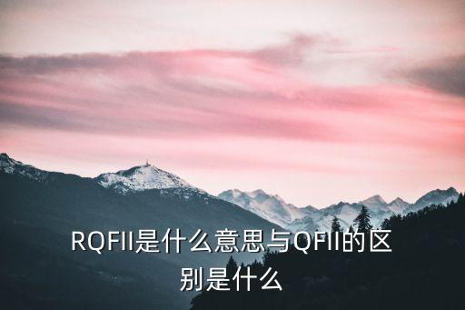 rqfii是什么意思，RQFII 是什么意思