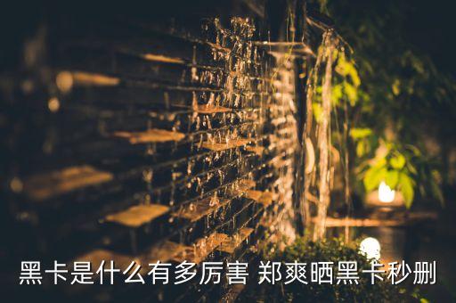 黑卡是什么有多厲害 鄭爽曬黑卡秒刪