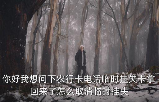 你好我想問下農(nóng)行卡電話臨時掛失卡拿回來了怎么取消臨時掛失