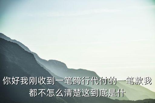 你好我剛收到一筆跨行代付的一筆款我都不怎么清楚這到底是什