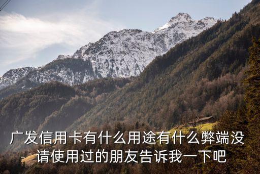 廣發(fā)信用卡有什么用途有什么弊端沒  請(qǐng)使用過的朋友告訴我一下吧