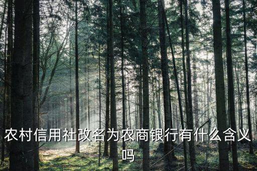農(nóng)村信用社改名為農(nóng)商銀行有什么含義嗎