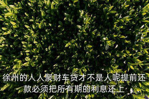 徐州的人人聚財(cái)車貸才不是人呢提前還款必須把所有期的利息還上