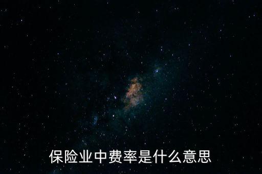 保險業(yè)中費率是什么意思