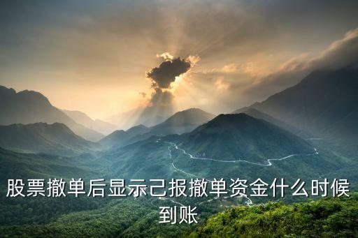 股票撤單后顯示己報撤單資金什么時候到賬