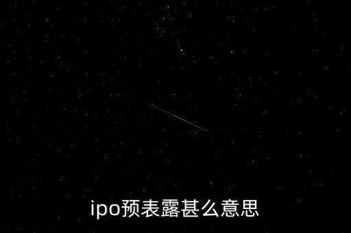 ipo預(yù)表露甚么意思