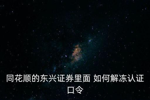 東興證券認(rèn)證口令是什么，密碼東興證券密碼