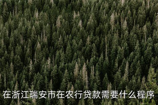 什么是綜合授信，在浙江瑞安市在農(nóng)行貸款需要什么程序