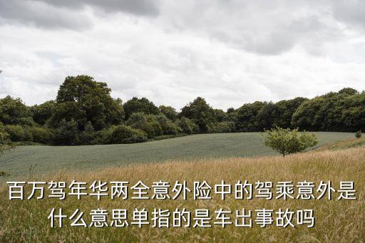 什么是駕乘意外險，百萬駕年華兩全意外險中的駕乘意外是什么意思單指的是車岀事故嗎