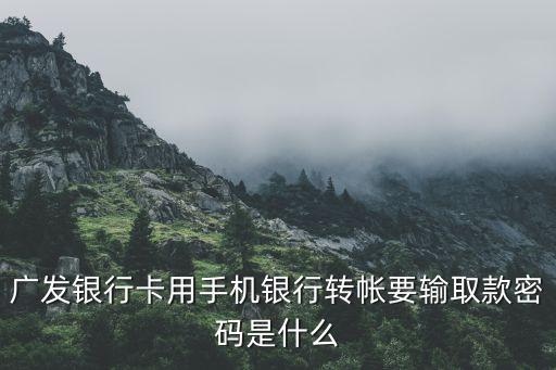 廣發(fā)銀行卡用手機銀行轉(zhuǎn)帳要輸取款密碼是什么