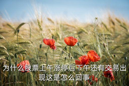 為什么股票上午漲停后下午還有交易出現(xiàn)這是怎么回事