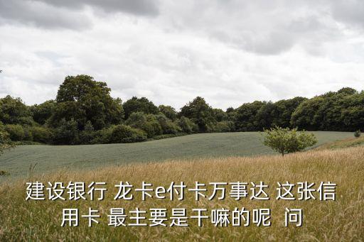 建行龍卡e付卡有什么用，建設銀行 龍卡e付卡萬事達 這張信用卡 最主要是干嘛的呢  問
