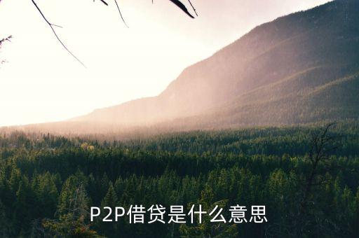 p2p房貸什么意思，p2p貸款是什么