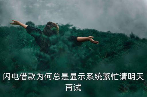 閃電借款為何總是顯示系統(tǒng)繁忙請明天再試