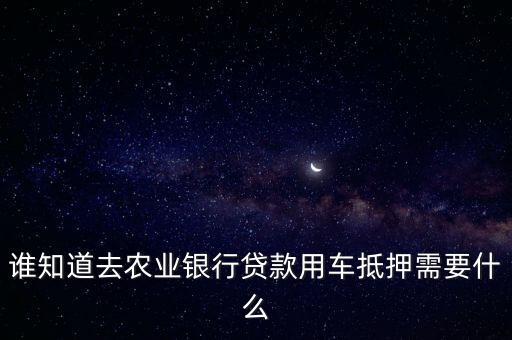 農(nóng)行車貸抵押什么條件，誰知道去農(nóng)業(yè)銀行貸款用車抵押需要什么