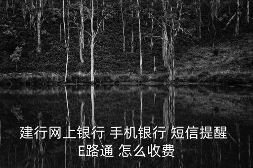 建行網(wǎng)上銀行 手機銀行 短信提醒 E路通 怎么收費