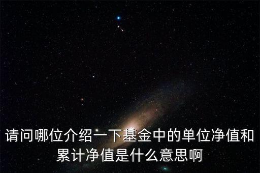 請問哪位介紹一下基金中的單位凈值和累計(jì)凈值是什么意思啊